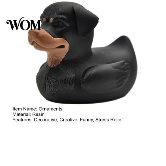 Animal Decorative Piece 3D Printed Rottweiler Dog Duck Figurine, Funny Hybrid Figurine Ornament, Desktop Entry Car Ornament Creative Decoration