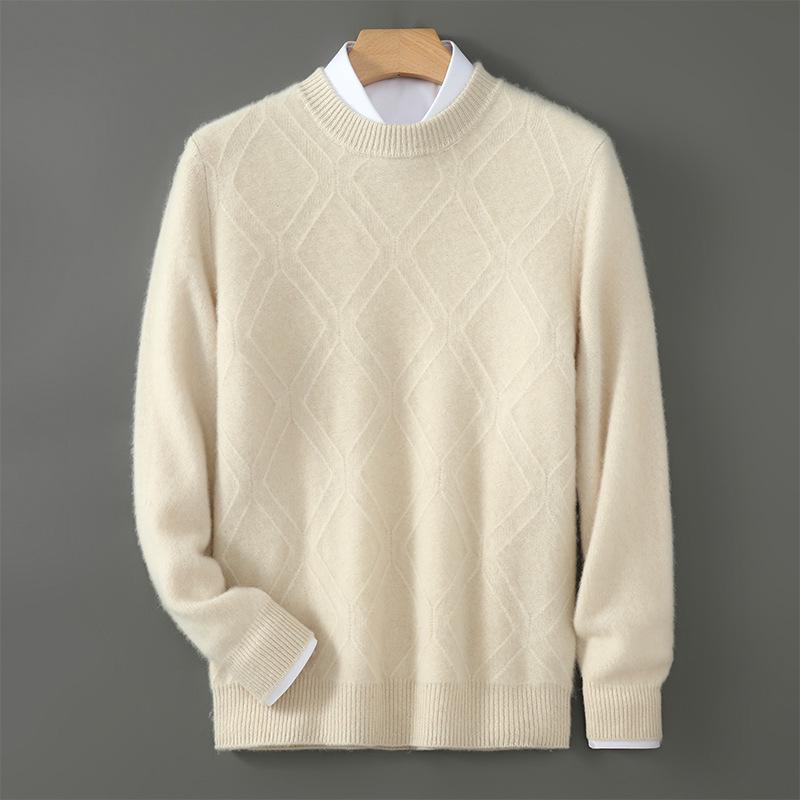 

Men s Diamond Jacquard Wool Pullover: Soft, Smooth Round Neck Knit Sweater for Autumn/Winter 2025 Triple Extra Large