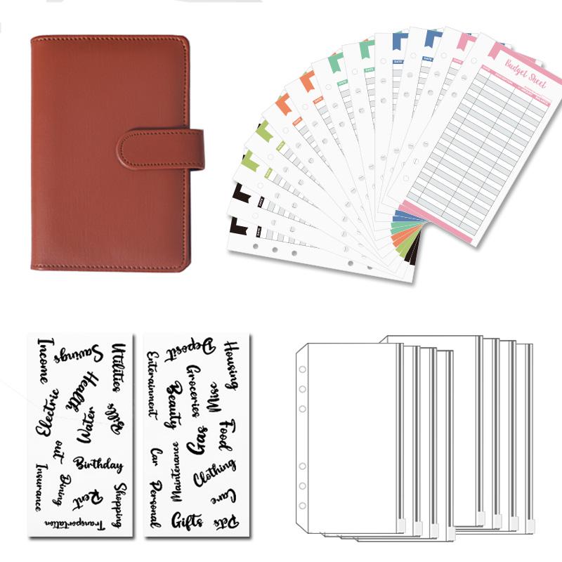 A6 Budget Binders Planner 6 Hole 8 Zipper Envelopes 2 Stickers In One NoteBook Wallet For Save Money Organizer Cash System