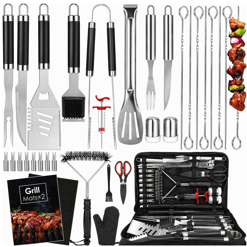35-teiliges BBQ-Grillzubehör-Set, Robuste Grillwerkzeuge für Camping im Freien, Grillgeschenke zum Vatertag, Männer Väter, Grillbesteck-Set