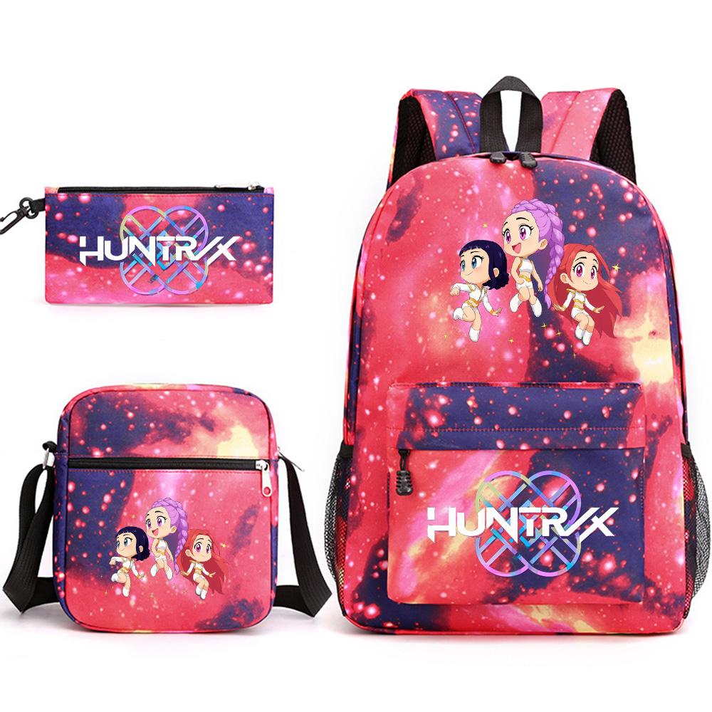 3Pcs/set Anime Printed Backpack with Shoulder Bag Pencil Case for Teenager Student Boy Girl SchoolBag Large Capacity Waterproof Bookbag Kid Gift