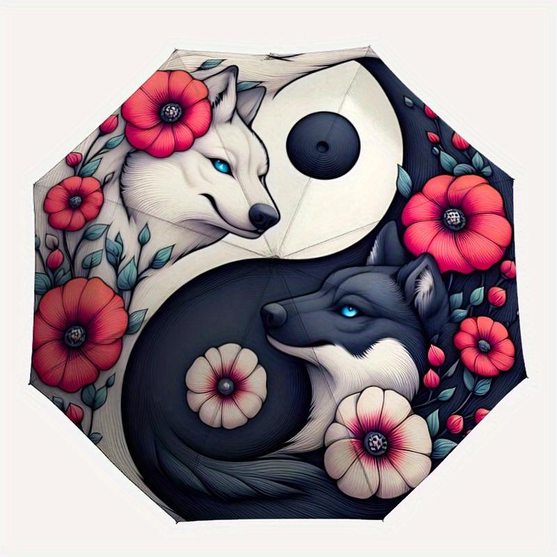 

1pc Yin Yang Symbol Automatic Open/close Folding Umbrella, Compact Portable Travel Umbrella, Perfect Birthday/Christmas, Cute Umbrella, Dura