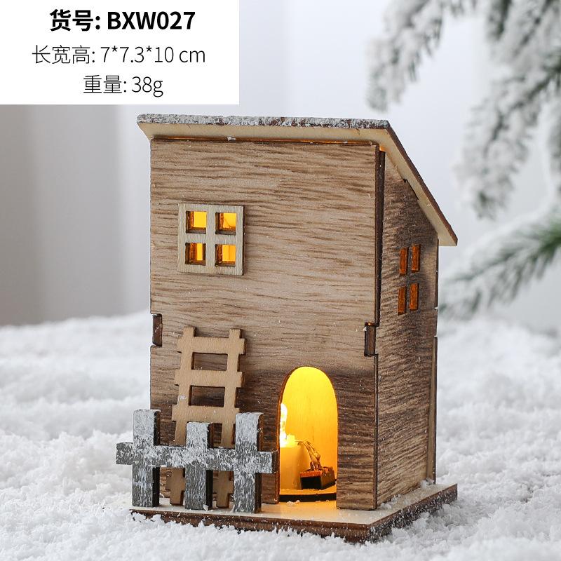 Christmas LED Light Wooden House Luminous Cabin Merry Christmas Decorations For Home DIY Xmas Tree Ornaments Kids Gifts New