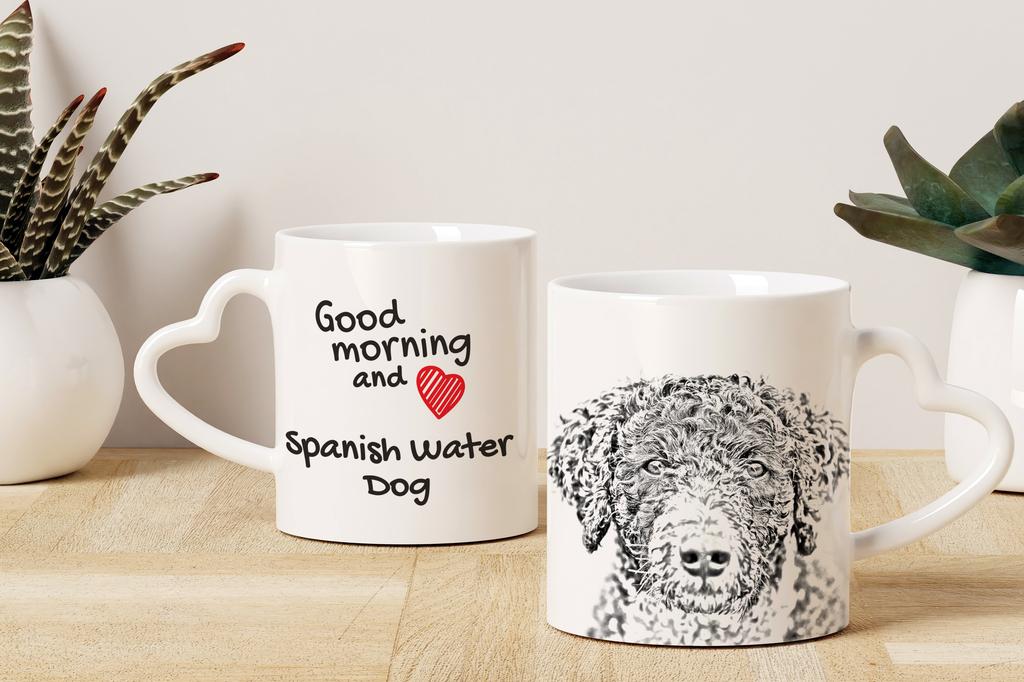 Spanish Water Dog - Cup with a Dog, Adorable Cup with a Heart-shaped Handle, Universal Gift from the Art-Dog Brand