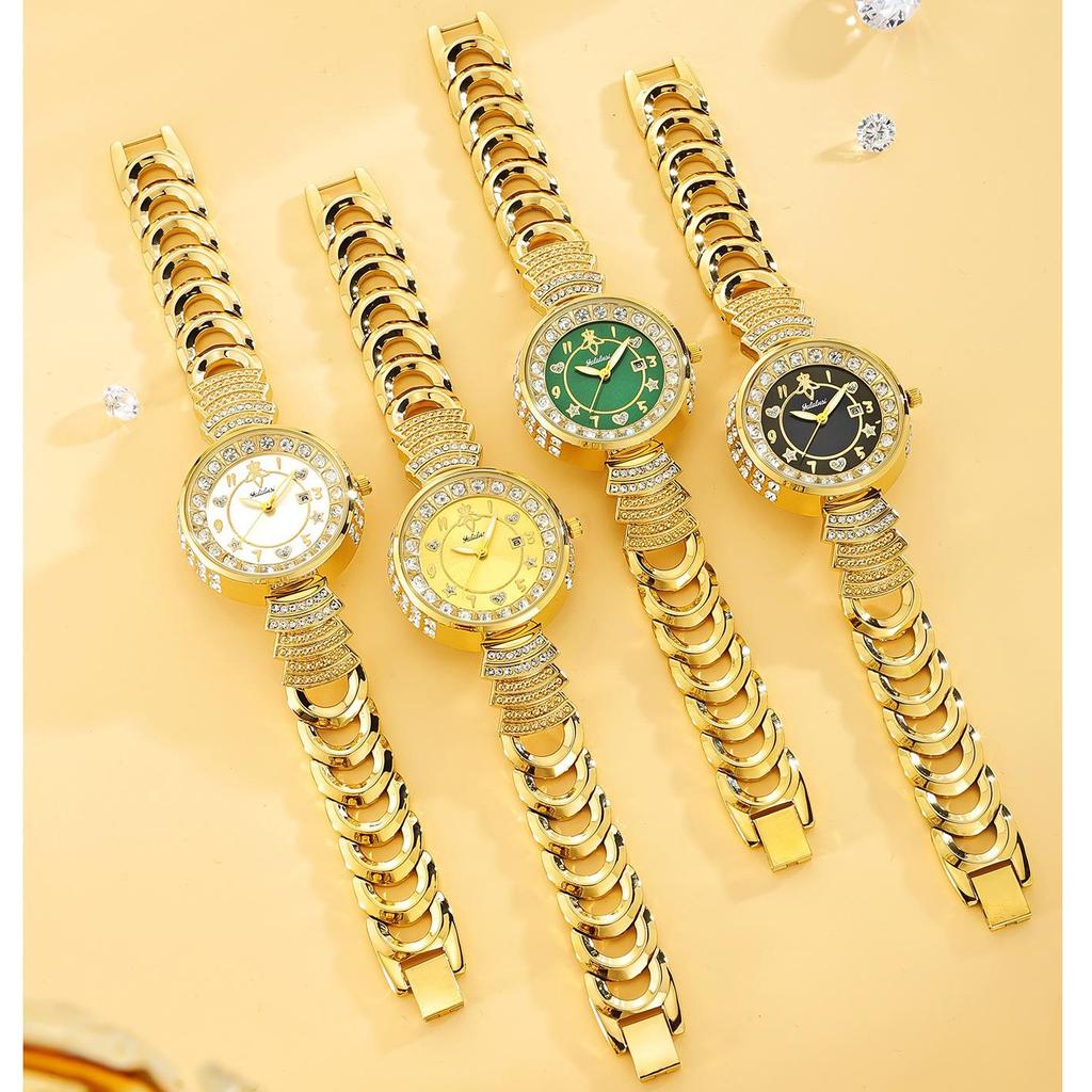 Damenuhr Luxus Strass Goldarmband Uhren Exquisites Kleines Rundes Zifferblatt Damen Armbanduhr Geschenke