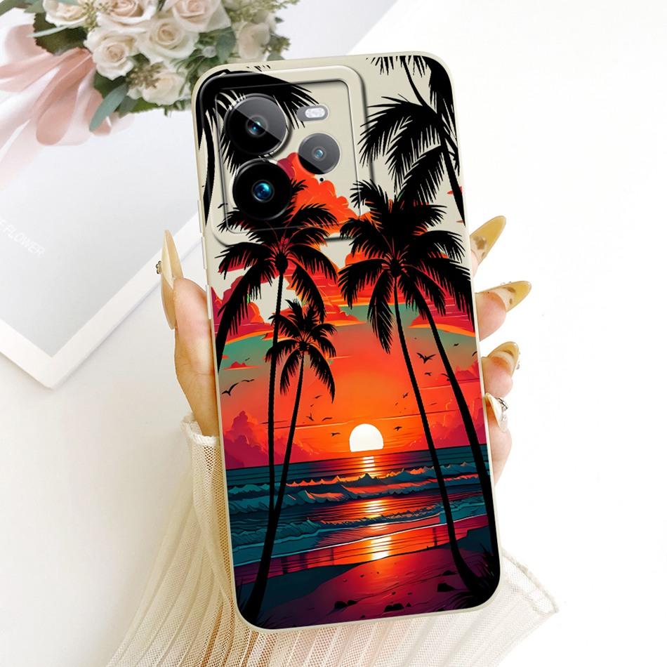 For Realme GT 7 Pro Fashion Dusk Beach Painting Phone Case For Realme GT7 Pro RMX5010 Soft Silicone Covers Bumpers