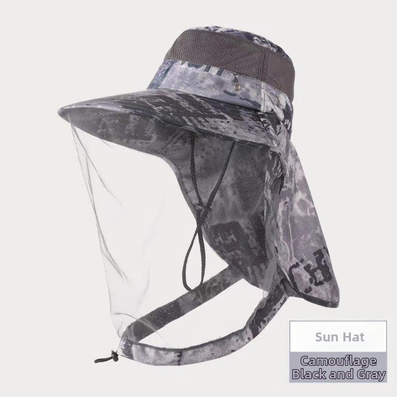 Outdoor Sun Protection Bucket Hat With Full Face Net, Anti-Mosquito Breathable Fishing Hat For Men Women