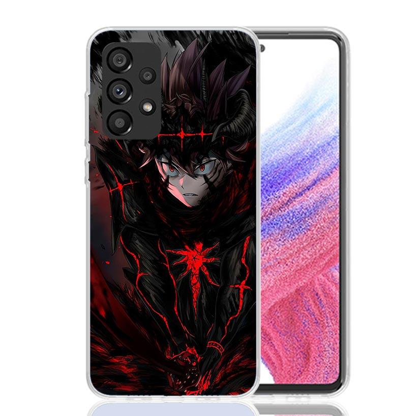 Black C-Clovers Anime Phone Case For Samsung Galaxy A52 A32 A22 A12 A02S A50S A30S A51 A31 AA71 Note 20 Ultra 10 S10 Plus Galaxy