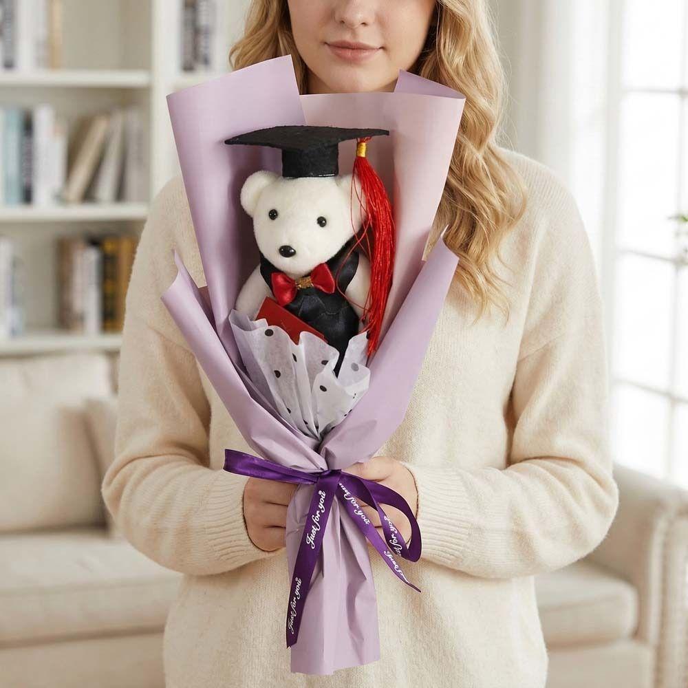 Stuffed Graduation Bear Plush Toy Plush Animal Simulated Bear Doll Bouquet Kids/Children Toys