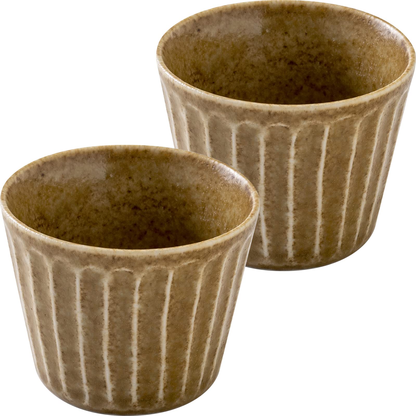 

Minoru Pottery Mino Ware tetote Free Cup, Walnut, Set of 2