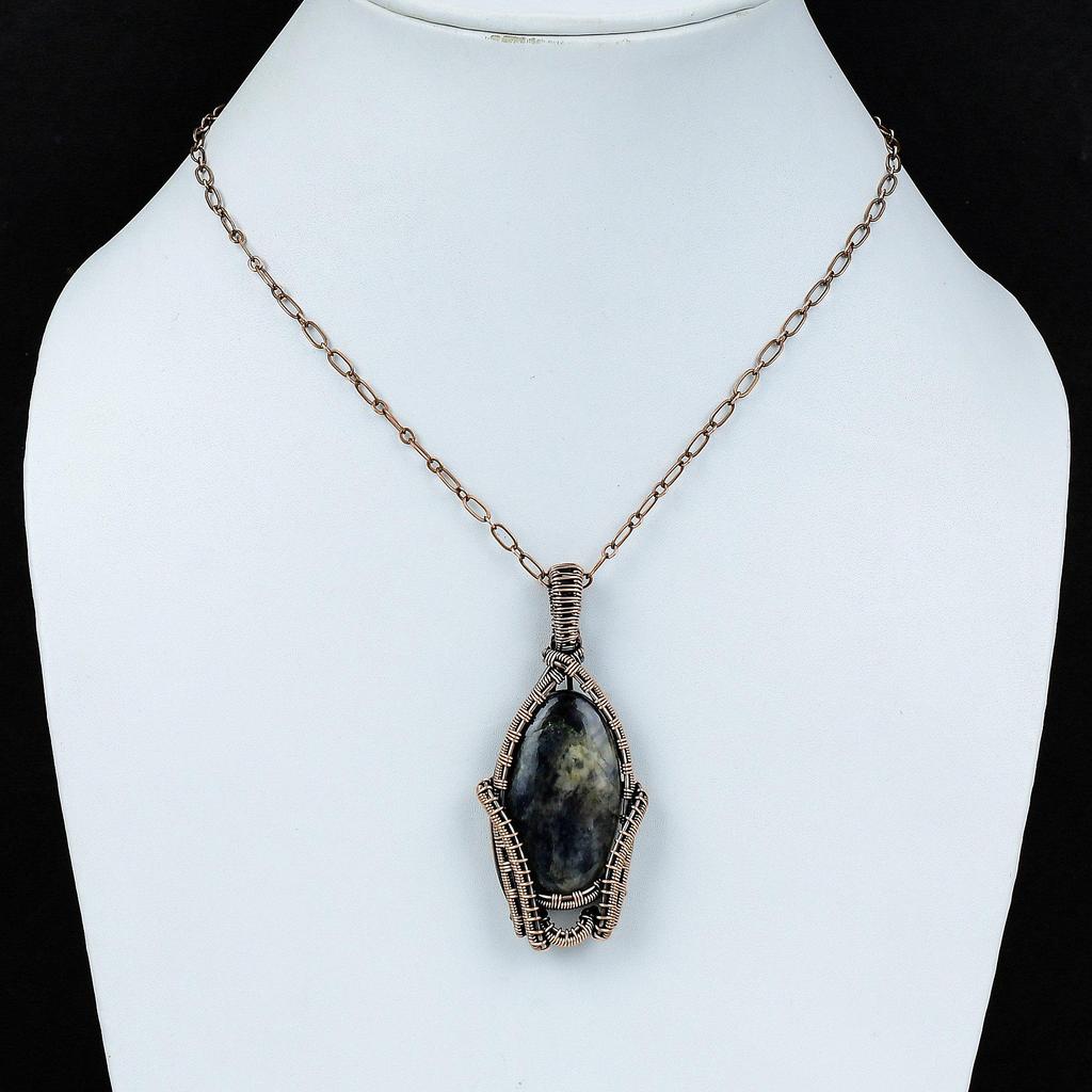 Iolite Sunstone Gemstone Pendant Copper Wire Wrapped Pendant Copper Boho Jewelry Ethnic Pendant Handmade Wire Wrapped Jewelry Wedding Gift