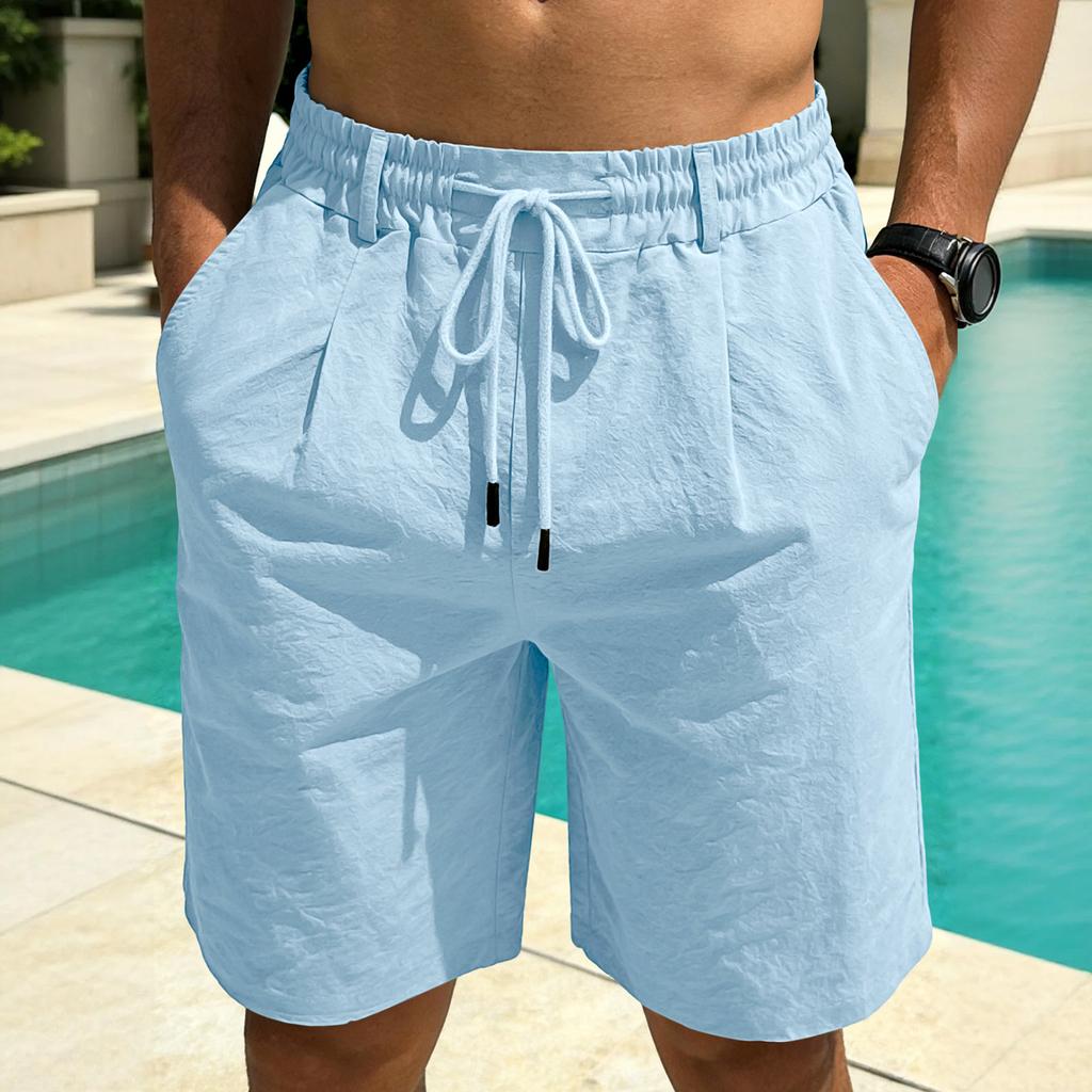 Men's Loose Linen-Cotton Drawstring Shorts