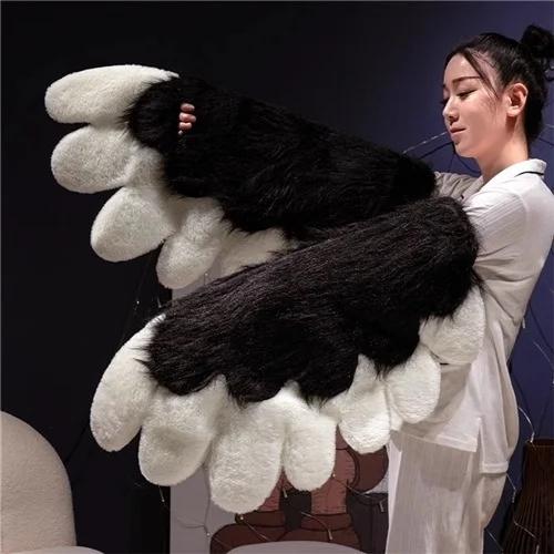 Kawaii Furry Cat Claw Gloves Fox Paws Bird Wings Faux Fur Costume Accessories Mittens For Halloween Creative Cosplay