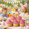 Easter Cake Decoration Kit, Double-sided Colorful  Easter Egg Paper Cupcake Small Sign, Party Supplies