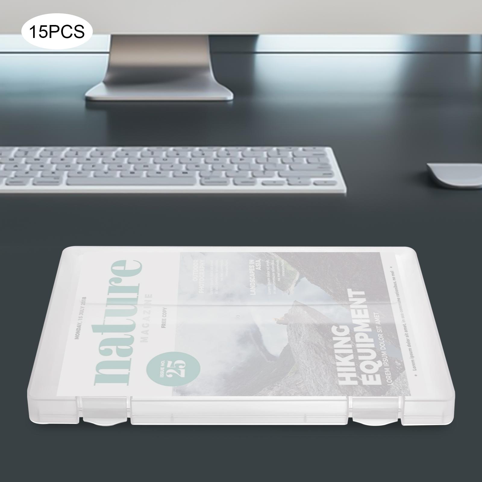 15 Pack Clear A4 Document Organizer Boxes Modern PP Rectangular File Box for Paper Storage Portable Office School Supplies 26630₽