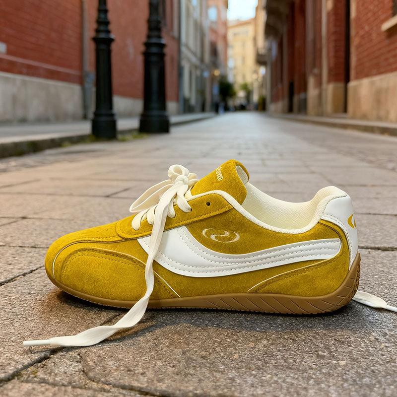 

Versatile student blue racing German training shoes women s autumn new Forrest Gump shoes flat sports casual shoes women 44 жёлтый