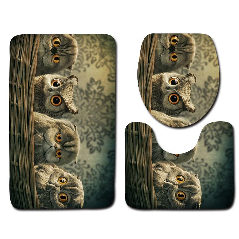Animal Bathroom Toilet Floor Mat 3-Piece Set