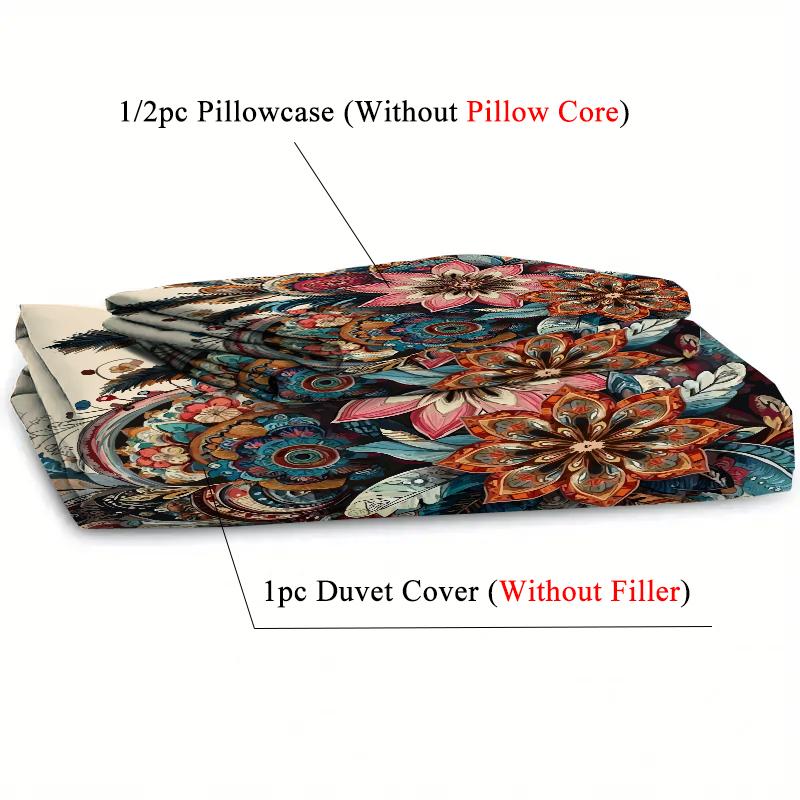 Bohemian Mandala Floral 3D Print Bedding Set Quilt Covers Vintage Flower Quilt Cover Polyester Comforter Cover And Pillow Cose