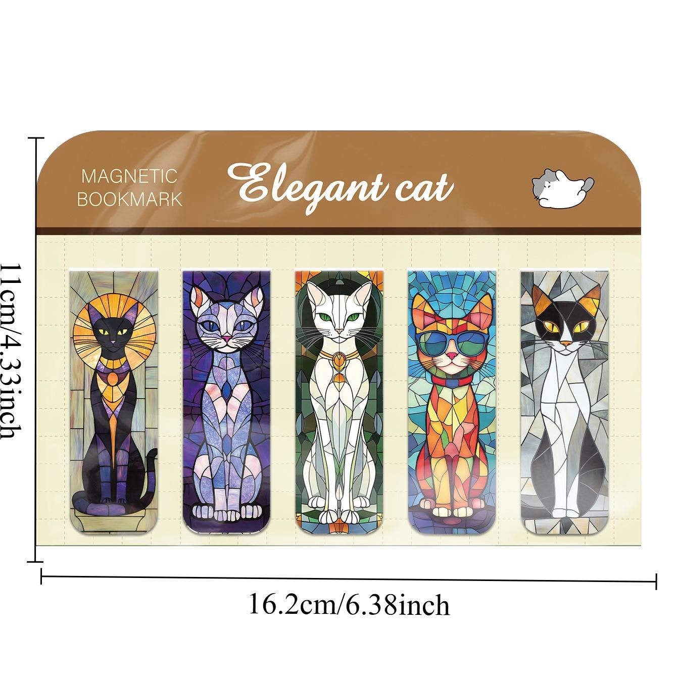 

5pcs Cartoon Cat Magnetic Bookmarks Set Colorful Artistic Page Markers for Book Lovers Students & Reading Enthusiasts