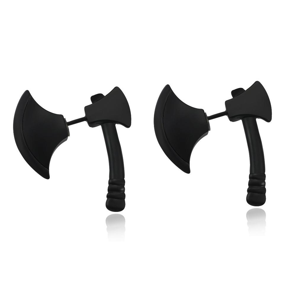 Unisex Stainless Steel Punk Stud Earrings for Men Women Black Geometry Star Cross Spike Skull Pendants Ear Jewelry Accessories