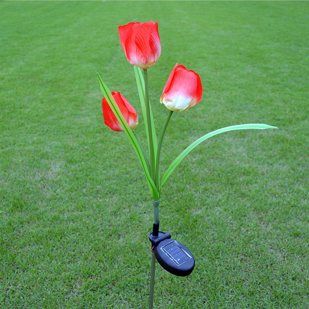 Solar Tulip Garden Light 3 Branches Waterproof Outdoor Solar Tulip Flower LED Stake Light for Patio
