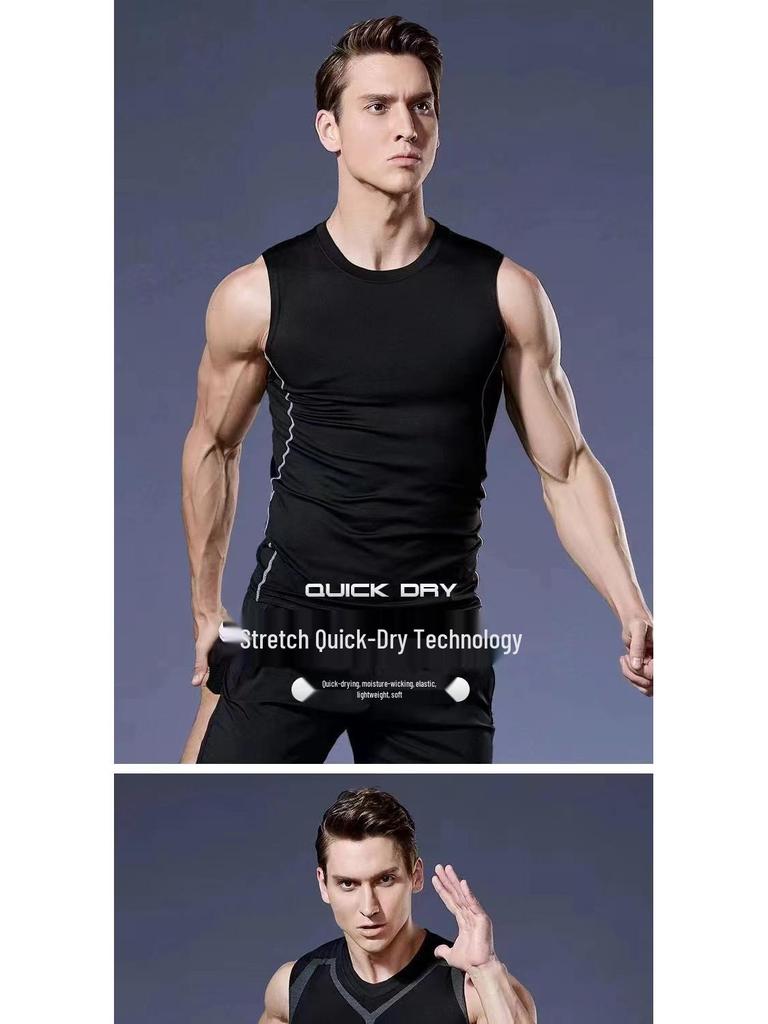 Men's Quick-Dry Sleeveless Compression Tank for Fitness and Basketball