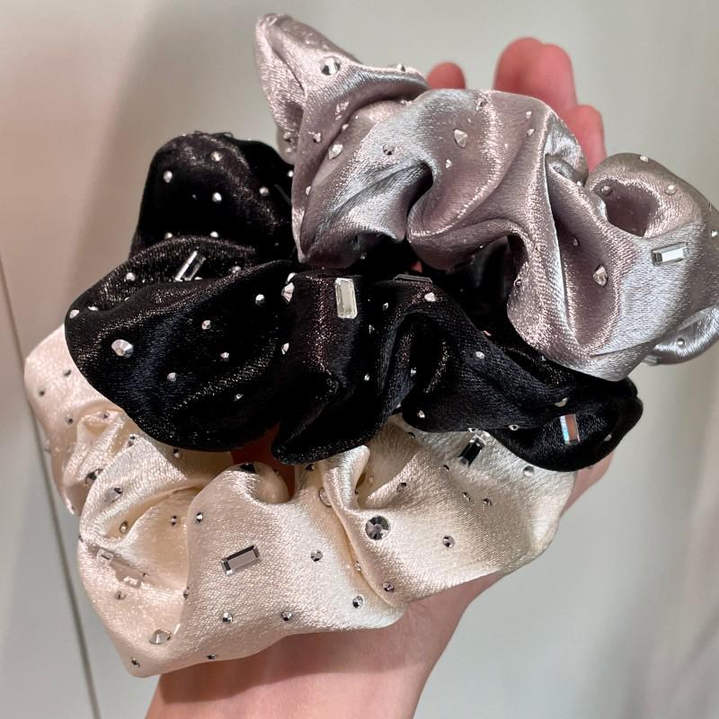 Luxurious Korean-Style Rhinestone Hair Tie with Imitation Silk Ribbon, Starry Headband, and Hair Bun Accessory