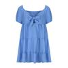 GMXIA Solid Color Print Summer Fashion Lace-up V-neck Short Sleeve Dress