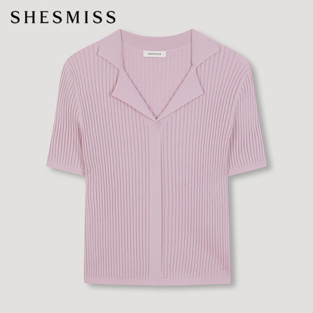 

She S miSS Open Collar Short Sleeve Knit Top SSkpon21070 Lp light pink/66