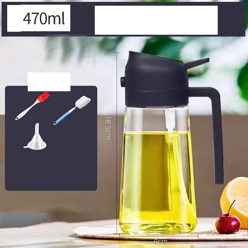 Pulverizator de Ulei pentru Gătit 2 în 1 Pulverizare Turnare Dozator Ulei de Măsline 470ml Sticlă Pulverizator Ulei Gadgeturi de Bucătărie
