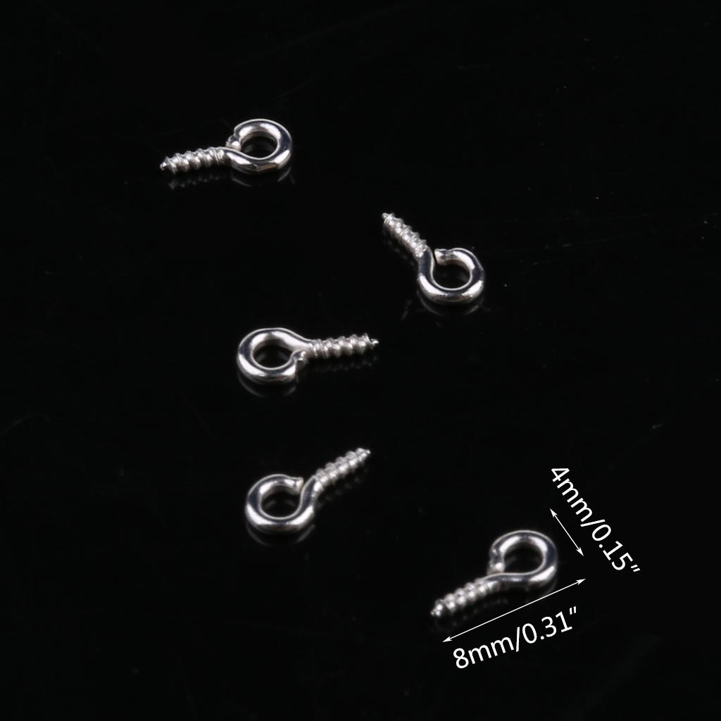 600x Silver Clasps Hook Mini Screws Jewelry Small Screw Eye Pins for DIY Craft