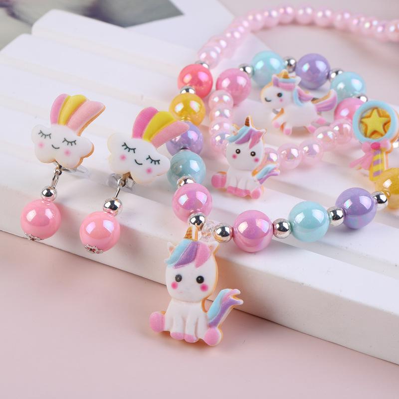 Children's Unicorn Beaded Necklace & Ring Set - DIY Jewelry for Girls
