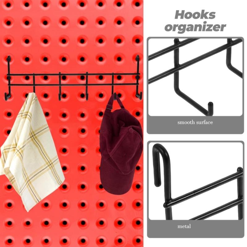 Space Saving Wall Mounted Hook Organizers Pack of 4 Featuring 6 Hook Each for Efficient Backpacks Keys Utensils Towels