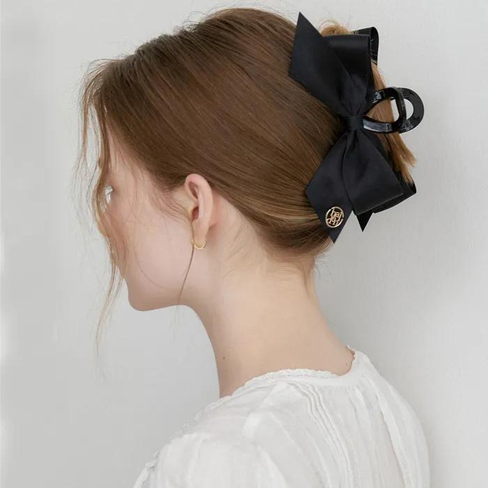 flat ribbon hair claw clip (H041_black)