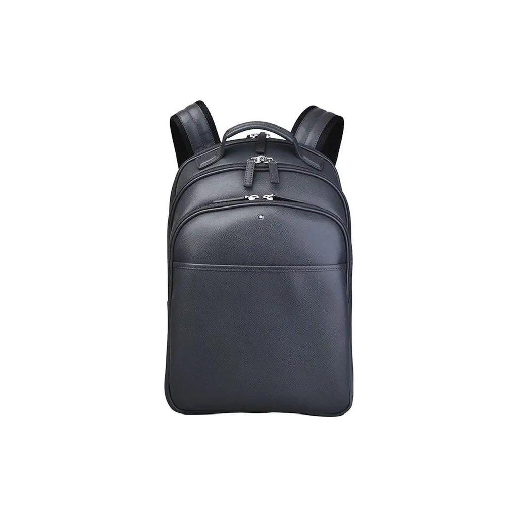 Montblanc Meisterstück Solid Color Zipper Closure Leather Backpack Small Men backpack Gray 116323