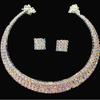 Elegant Rhinestone Claw Chain Bridal Jewelry Set: Multi-Row Earrings & Necklace