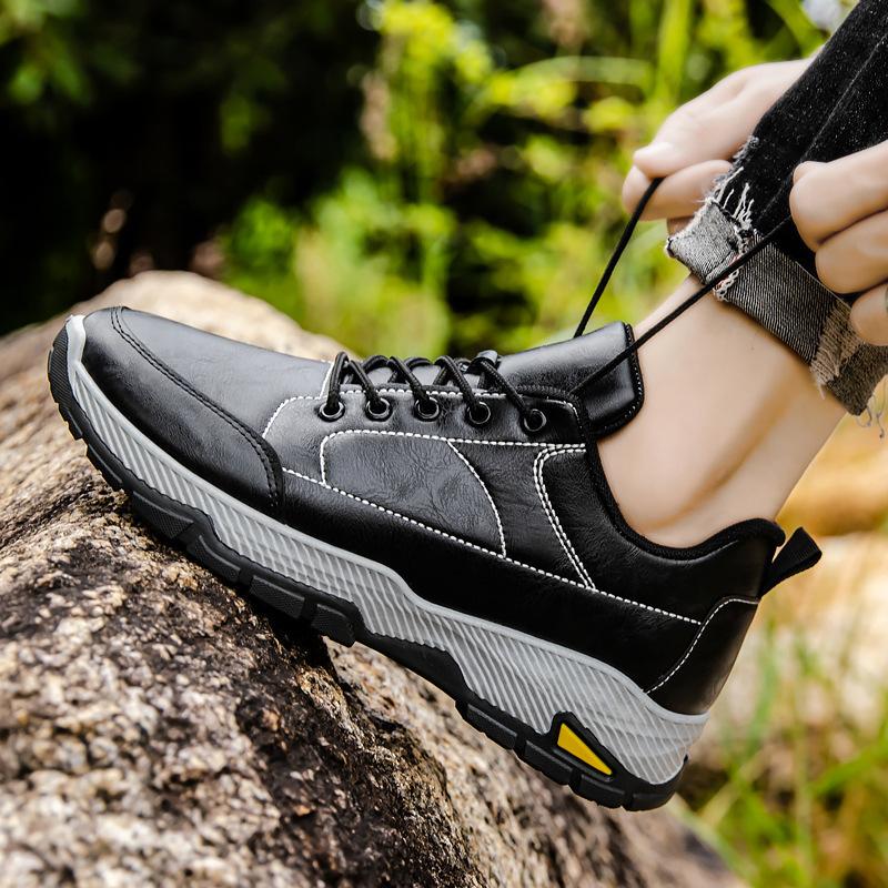 2024 new men's shoes spring and autumn leather surface casual men's leather surface shoes platform fashion foreign trade pu men's sports shoes