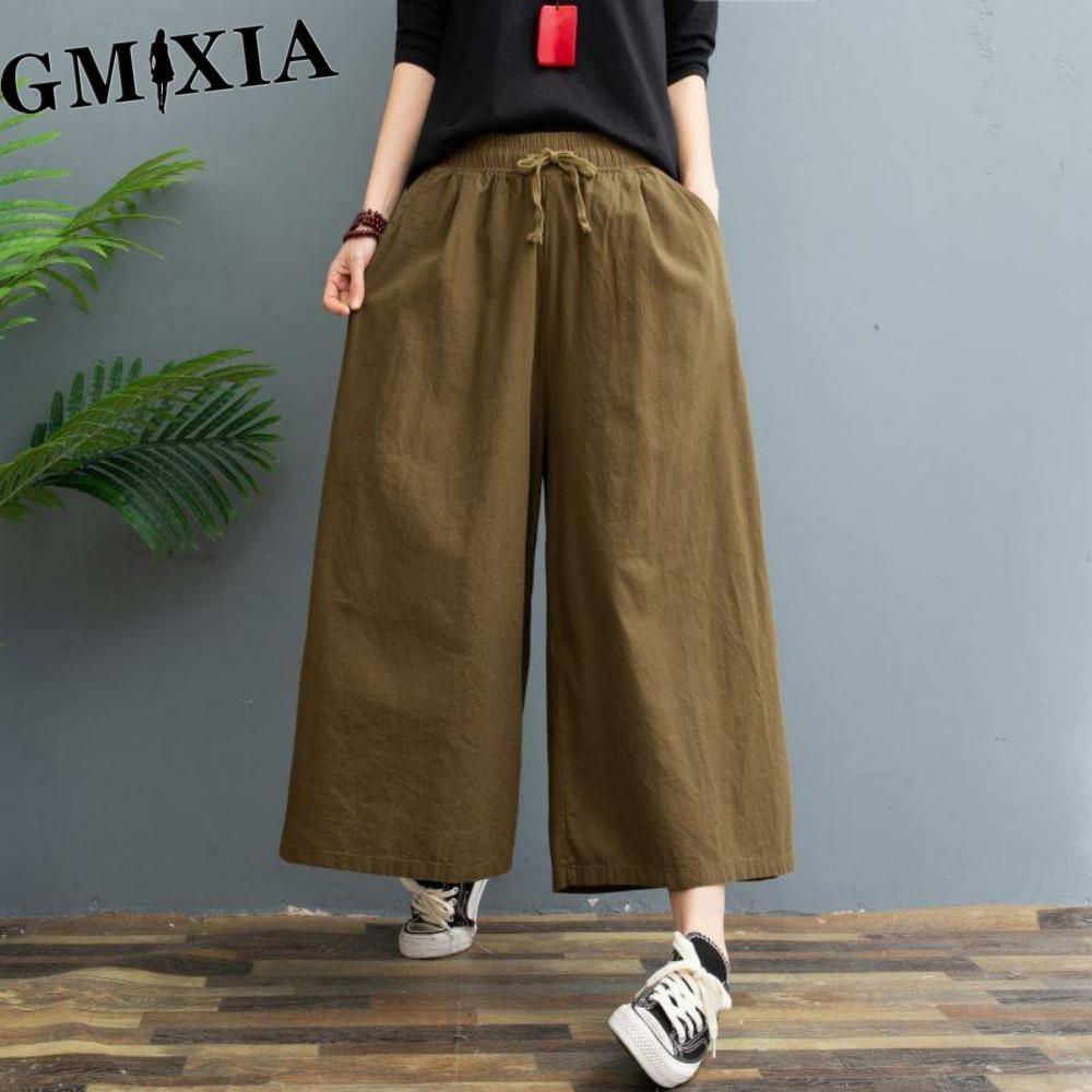 

GMXIA Женские Модные Повседневные Однотонные Брюки и Капри с Принтом XXXL темно-коричневого