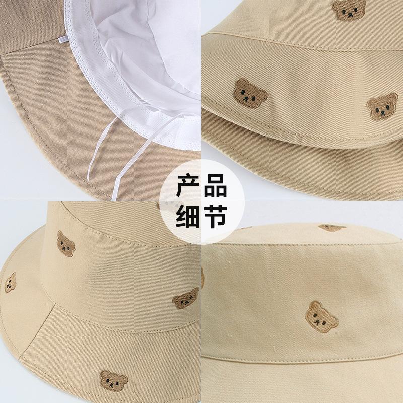 Bear Embroidery Fisherman'S Hat Children Spring And Summer Travel Sun Protection Sun Hat Casual Versatile Sun Hat Embroidery Design