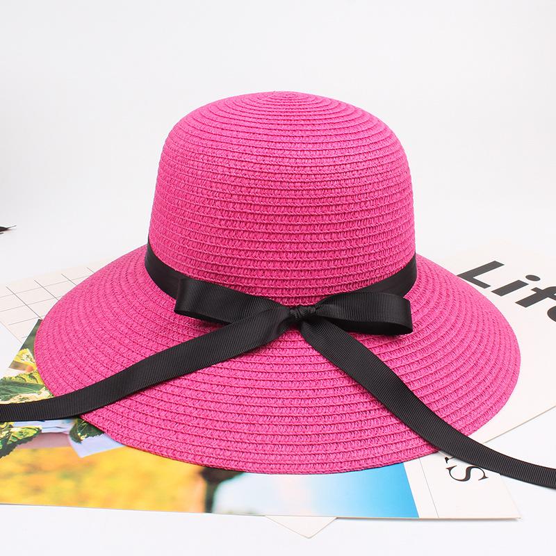 Summer Ladies Female Holiday Beach Visor Cap Outdoor Women Casual Foldable Ribbon Straw Hat Sun Hats