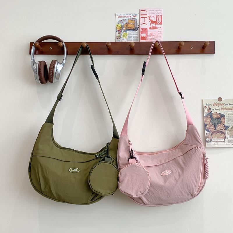 Women's bag new casual dumpling bag large capacity solid color simple commuting shoulder bag student class messenger bag