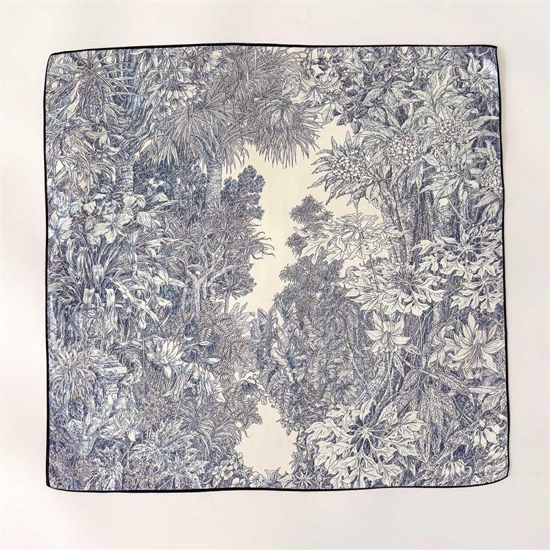 14mm 100% Twill Silk Square Scarf for Women 65cm Neck Tie Neckerchief Double Side Female Foulard Headband Hijab Shawl Bandana