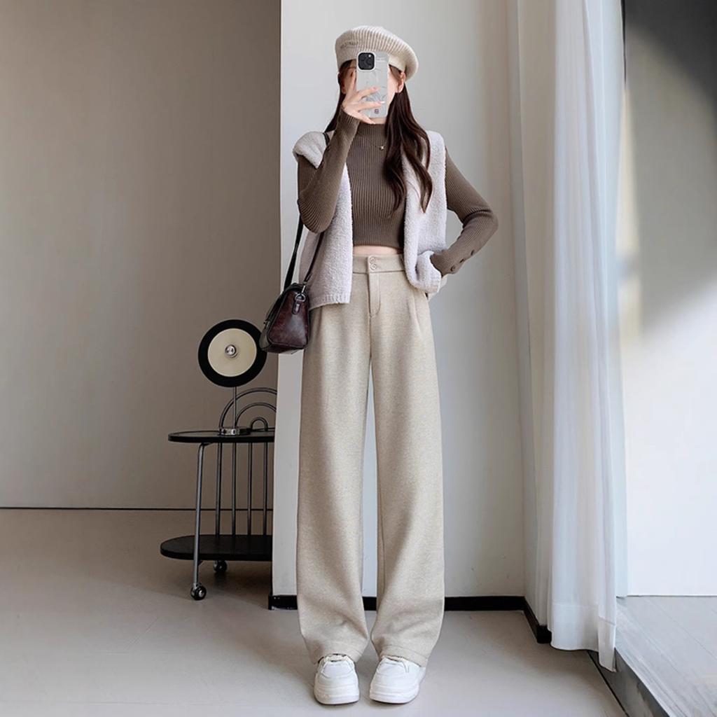 New Autumn and Cold Season Small Casual Suit Pants for Women with Slim Straight Trousers for Women
