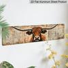 2D Flach - Retro Longhorn Metallwandschild - Langlebiges Westliches Ranch Aluminium Dekoratives Schild, 3,93 x 15,74 Zoll, Bauernhaus Stil Büro Zuhause Hängend
