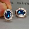 Dainty Bridal Crystal Oval Trendy Female Red Zircon Stone Earrings Vintage Rose Gold Color Wedding Jewelry For Women