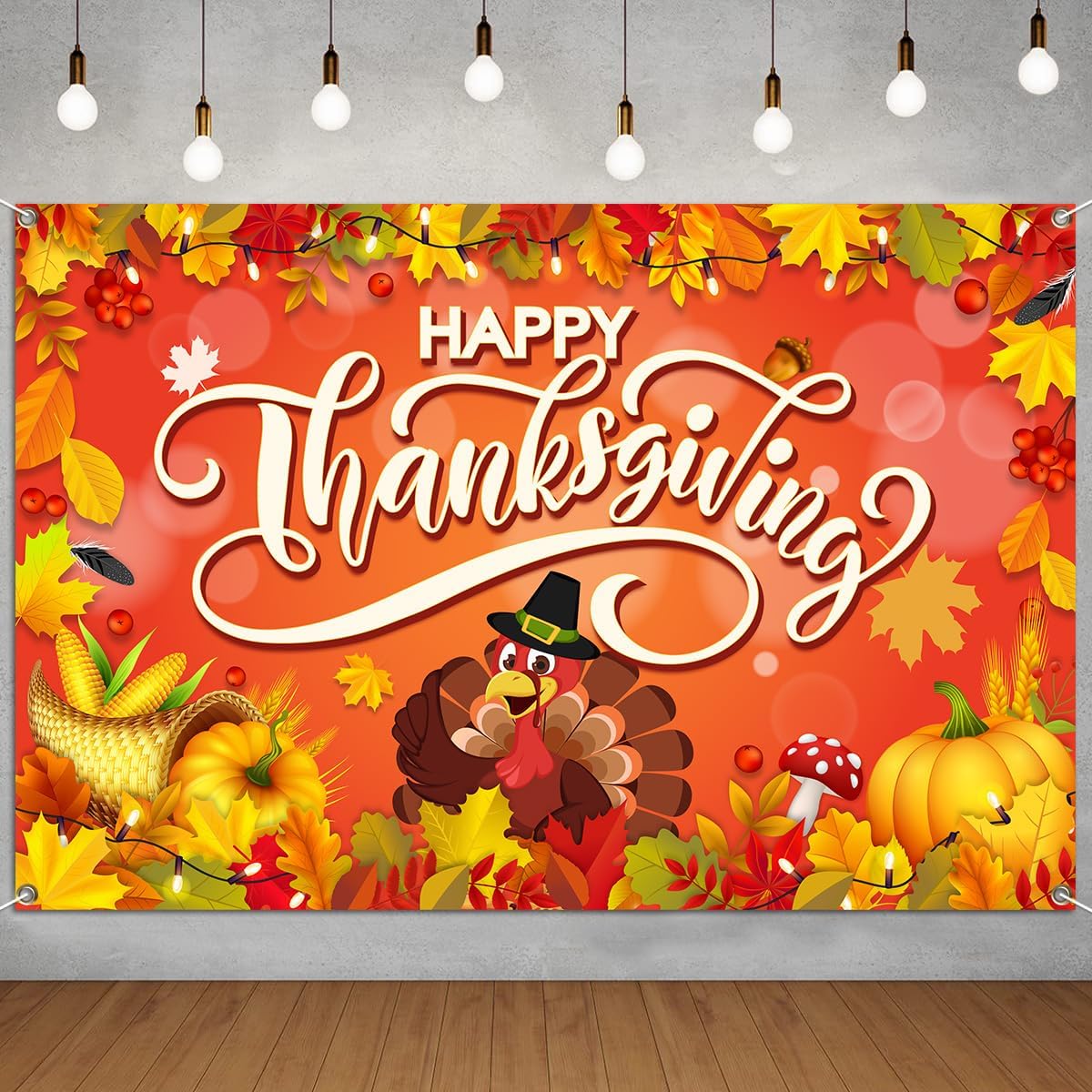 Happy Thanksgiving Banner - Fall Thanksgiving Party Supplies Autunm Harvest Pumpkin Background Banner Indoor Outdoor Decoration for Fall Birthday красный