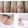 Zircon Charm Oval Crystal Bride Ring Rose Gold Plated Rhinestone Ring Wedding