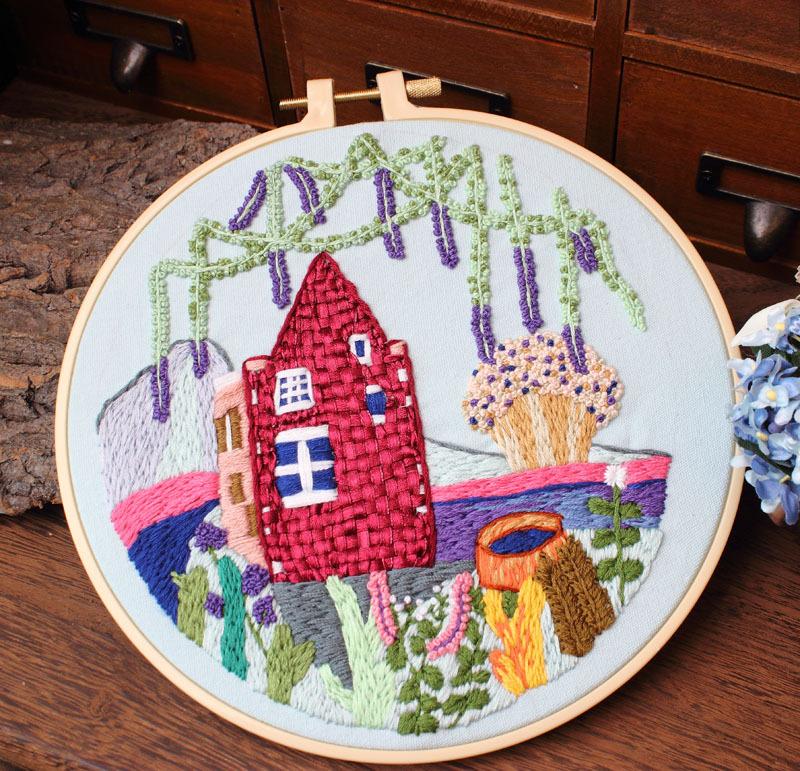 Diy Handmade Embroidery Material Package, Characteristic Architecture, Landscape, Courtyard, Chunsheng European Embroidery Parts, Needle And Thread Ki