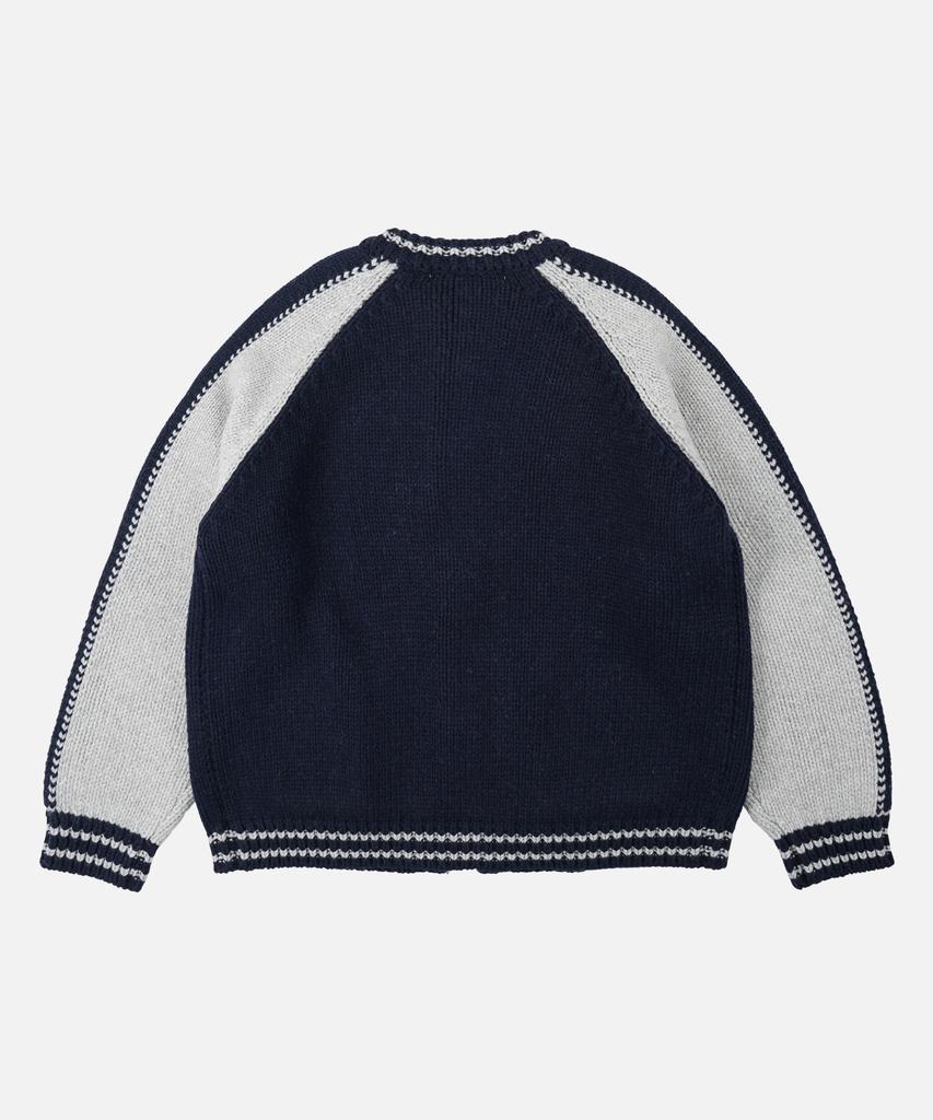 Frizmworks Wool Varsity Zip Up Cardigan _ Navy