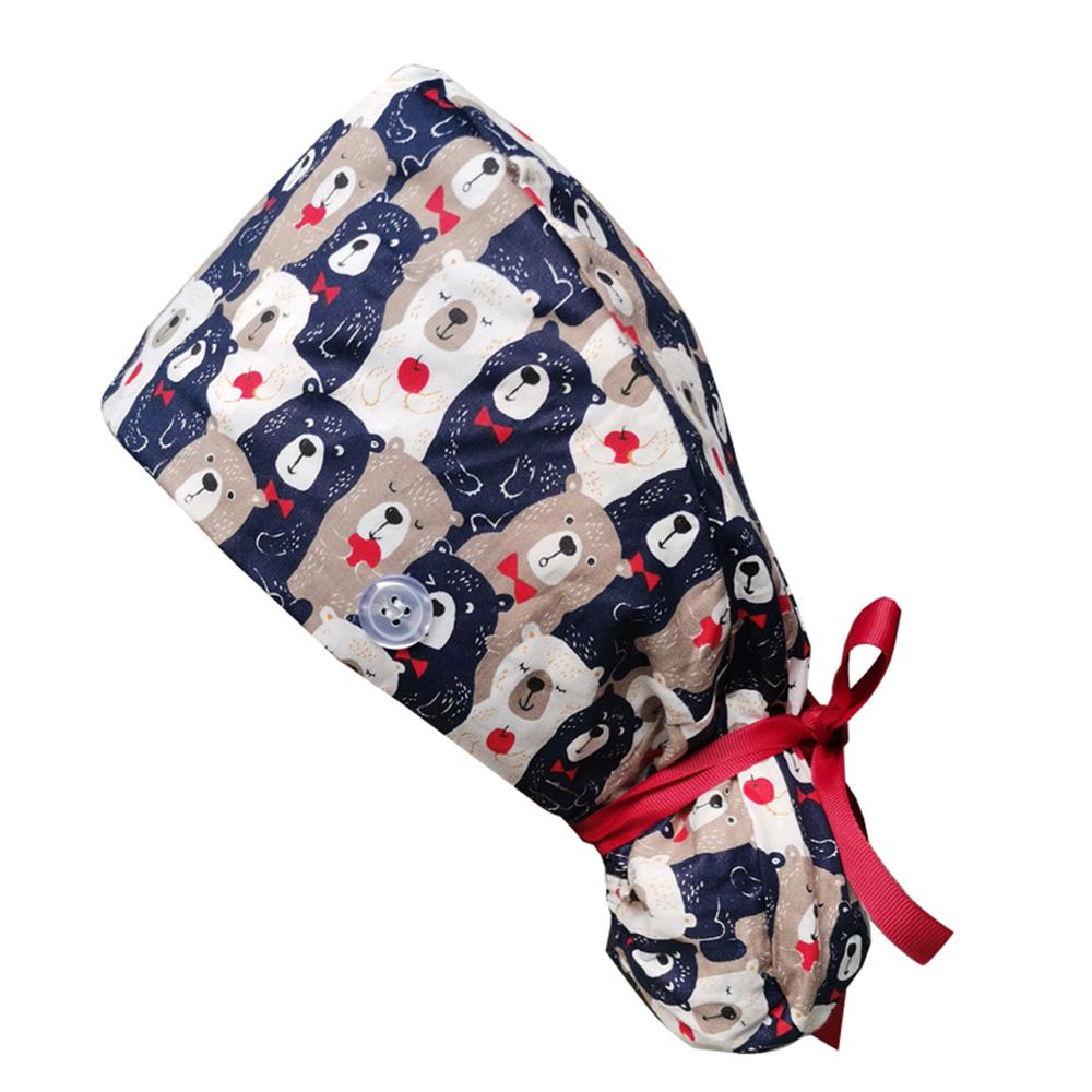 

Ribbon Tie Ponytail Holder Adjustable Cotton With Button Working Cap Long Hair Cap Working Hat 7